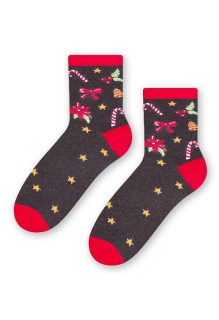 dámské ponožky vánoční 136 vzor 021 - grafit (Steven)