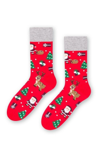 pánské ponožky vánoční 136 vzor 128 - červená (Steven)