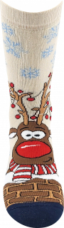 ponožky vánoční Rudy 1 - smetanová (Lonka)