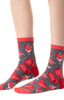 ponožky dámské valentýn 136 - jahody vzor 102a103 (Steven)